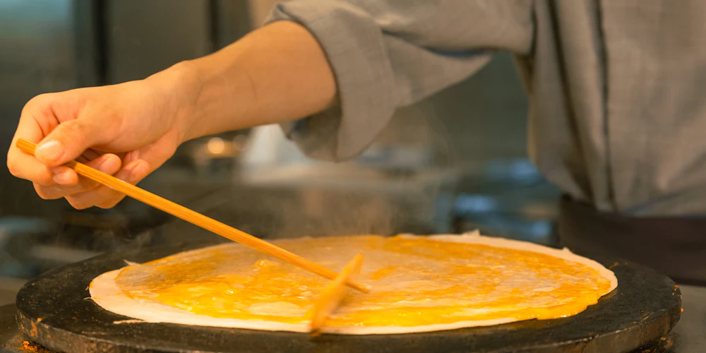 Crep cocinándose en la plancha